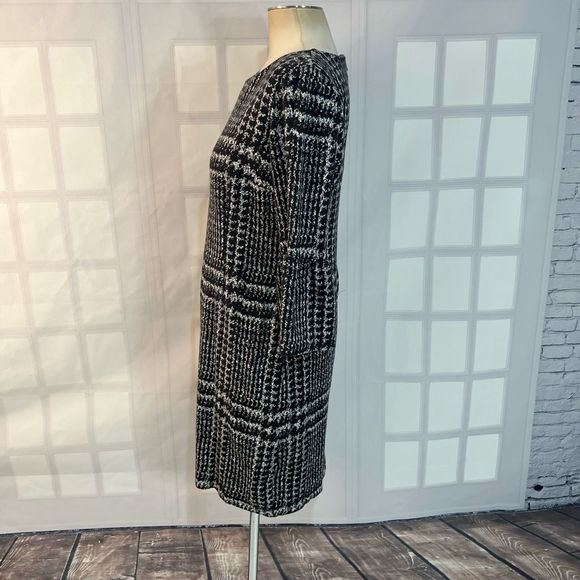 Talbots long bell sleeve warm plaid sweater like sheath dress size 8 - Picture 6 of 10